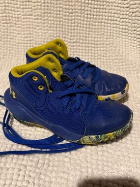 Under Armour Kids Blue and Yellow High-Top Sneakers